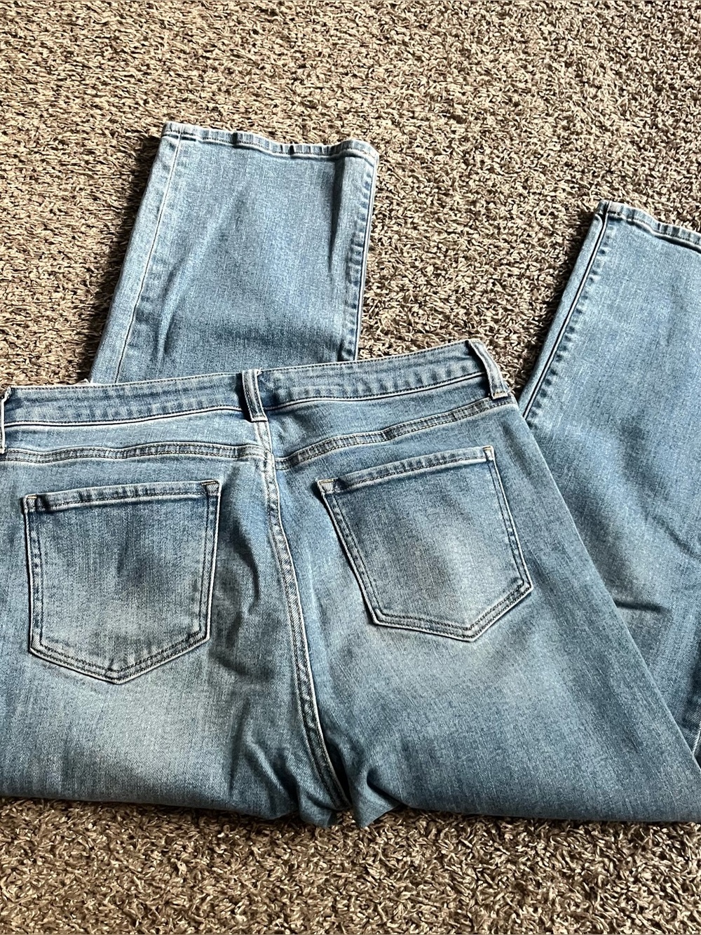 Quince Stretch High Rise Straight Leg Jeans Light Wash Comfort Cropped Size 31 - Picture 8 of 9